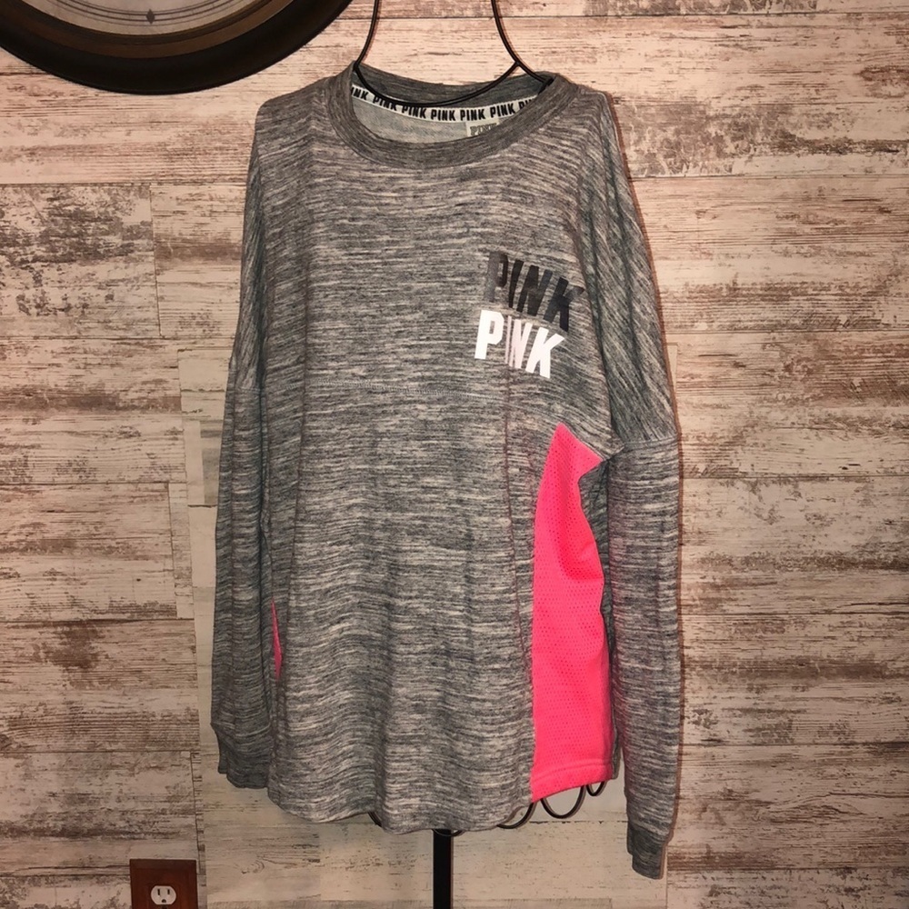 Victoria’s Secret pink sweatshirt crew neck sweatshirt top gray and pink small‌